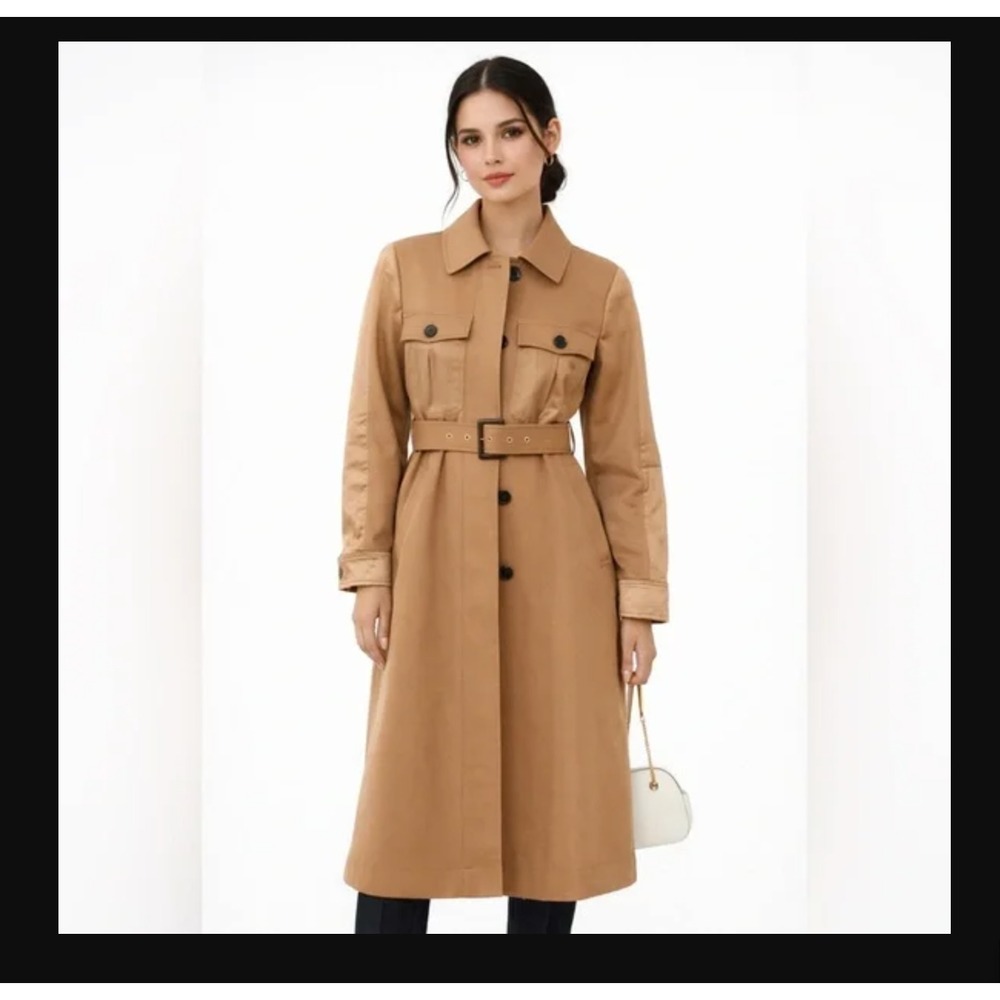 NEVER WORN! Size 2 - Kate‎ Spade New York Icon Trench Coat Camel Brown Tan Khaki - Picture 2 of 8